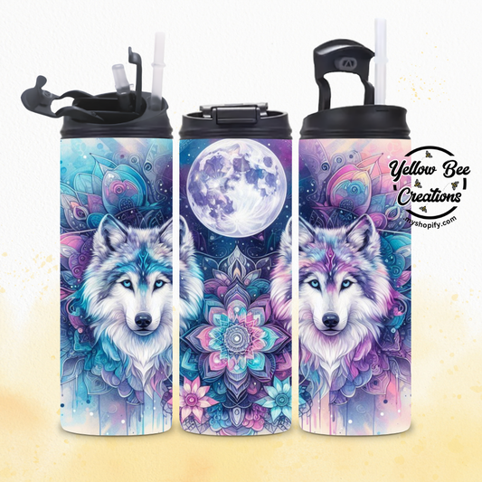 20oz Tumbler - Wolf Blue, purple, and pink