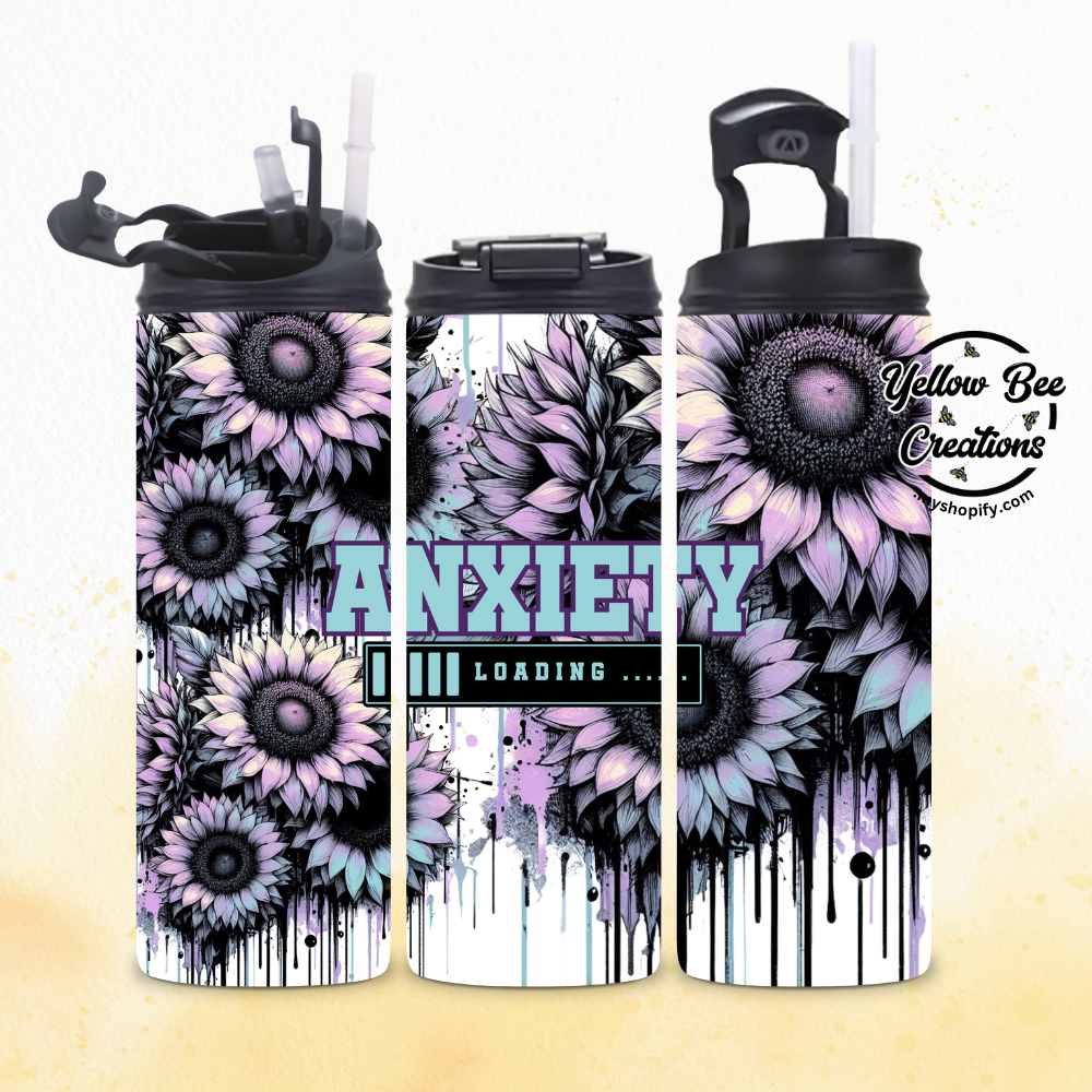 20oz Tumbler - Purple & blue anxiety loading