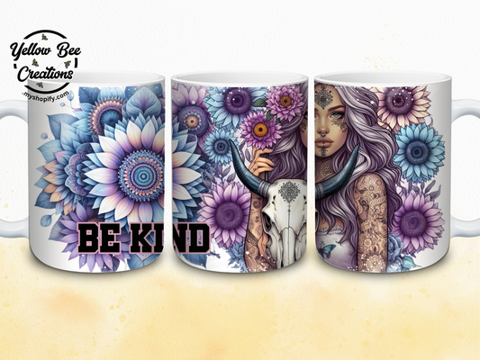 15oz Mug - Be kind (skull)