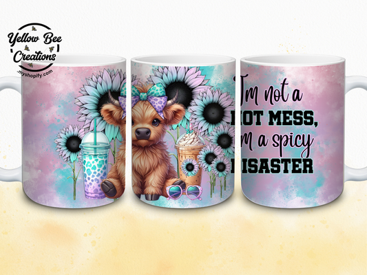 15oz Mug - I'm not a hot mess, I'm a spicy disaster (pink)