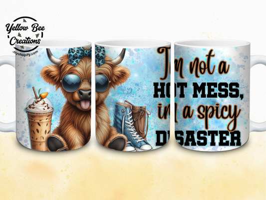 15oz Mug - I'm not a hot mess, I'm a spicy disaster (blue)