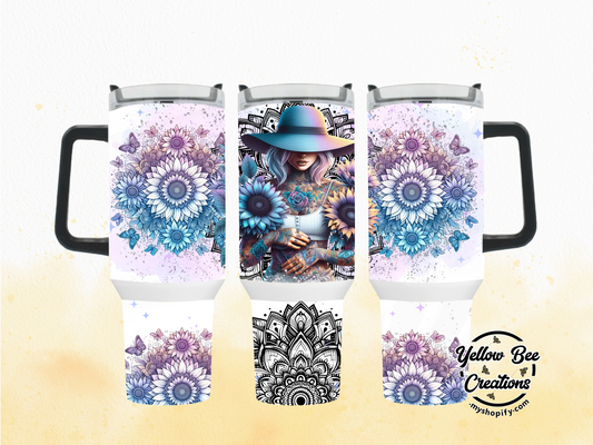 40oz & 30oz Tumbler - Lady wearing hat with tattoos