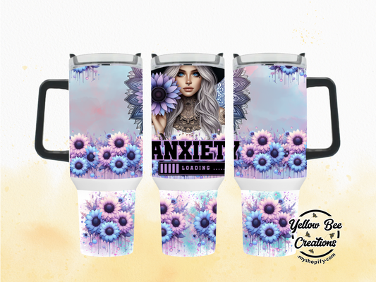 40oz & 30oz Tumbler - ANXIETY Loading Purple & pink