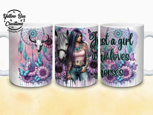 15oz Mug - Just a girl who loves horses